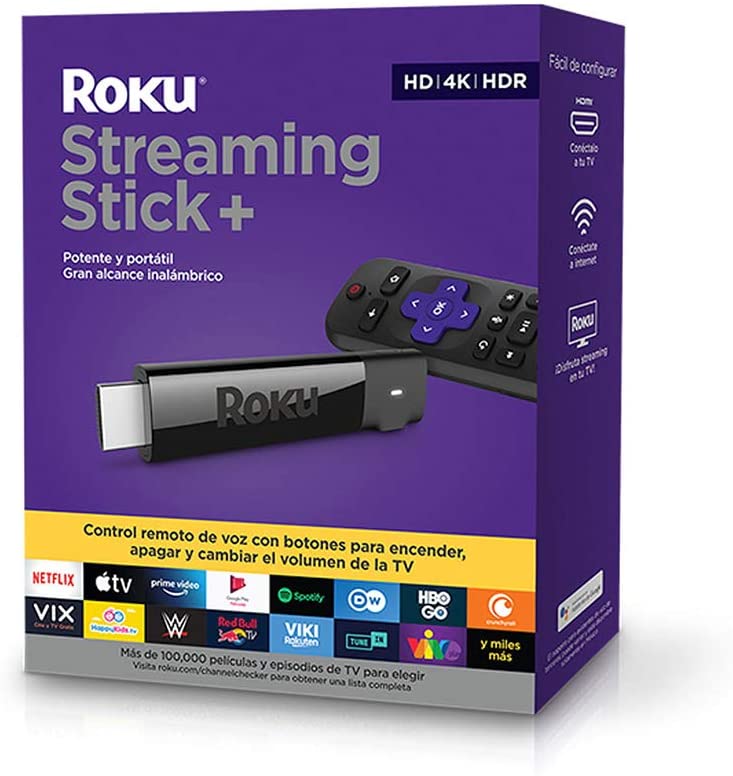 ROKU Streaming Stick + Dispositivo de Streaming HD/ 4K/HDR de Largo Alcance con Control Remoto inalámbrico de Voz con Controles de TV